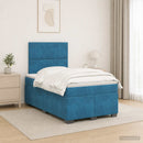 vidaXL Boxspring ágy matraccal fejtámlával Kék 120 x 200 cm Bársony