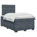 vidaXL Boxspring ágy matraccal Sötétszürke 120 x 200 cm Bársony