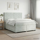 vidaXL Boxspring ágy matraccal Világosszürke 140 x 200 cm Bársony