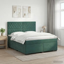 vidaXL Boxspring ágy matraccal Sötétzöld 140 x 200 cm Bársony