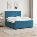 vidaXL Boxspring ágy matraccal fejtámlával Kék 140 x 200 cm Bársony