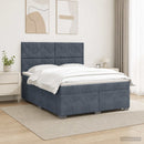 vidaXL Boxspring ágy matraccal Sötétszürke 140 x 190 cm Bársony