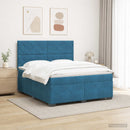 vidaXL Boxspring ágy matraccal fejtámlával Kék 140 x 190 cm Bársony
