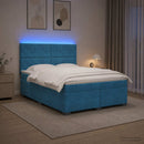 vidaXL Boxspring ágy matraccal fejtámlával Kék 180 x 200 cm Bársony