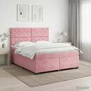 vidaXL Boxspring ágy matraccal Rózsaszín 140 x 200 cm Bársony