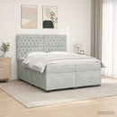 vidaXL Boxspring ágy matraccal Világosszürke 200 x 200 cm Bársony