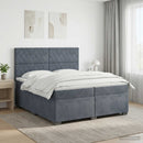 vidaXL Boxspring ágy matraccal Sötétszürke 200 x 200 cm Bársony