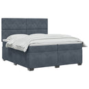 vidaXL Boxspring ágy matraccal Sötétszürke 200 x 200 cm Bársony
