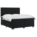 vidaXL Boxspring ágy matraccal fejtámlával Fekete 200 x 200 cm Bársony