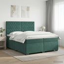 vidaXL Boxspring ágy matraccal Sötétzöld 200 x 200 cm Bársony