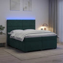 vidaXL Boxspring ágy matraccal Sötétzöld 200 x 200 cm Bársony
