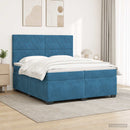 vidaXL Boxspring ágy matraccal fejtámlával Kék 200 x 200 cm Bársony