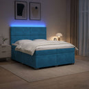 vidaXL Boxspring ágy matraccal fejtámlával Kék 200 x 200 cm Bársony