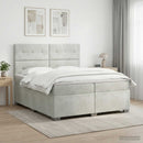 vidaXL Boxspring ágy matraccal Világosszürke 200 x 200 cm Bársony