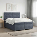 vidaXL Boxspring ágy matraccal Sötétszürke 200 x 200 cm Bársony