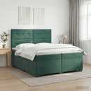 vidaXL Boxspring ágy matraccal Sötétzöld 200 x 200 cm Bársony