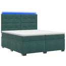 vidaXL Boxspring ágy matraccal Sötétzöld 200 x 200 cm Bársony