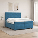 vidaXL Boxspring ágy matraccal fejtámlával Kék 200 x 200 cm Bársony