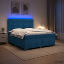 vidaXL Boxspring ágy matraccal fejtámlával Kék 200 x 200 cm Bársony
