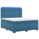 vidaXL Boxspring ágy matraccal fejtámlával Kék 200 x 200 cm Bársony