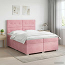 vidaXL Boxspring ágy matraccal Rózsaszín 200 x 200 cm Bársony