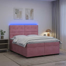 vidaXL Boxspring ágy matraccal Rózsaszín 200 x 200 cm Bársony