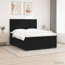 vidaXL Boxspring ágy matraccal fejtámlával Fekete 200 x 200 cm Bársony