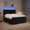 vidaXL Boxspring ágy matraccal fejtámlával Fekete 200 x 200 cm Bársony