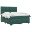 vidaXL Boxspring ágy matraccal Sötétzöld 200 x 200 cm Bársony