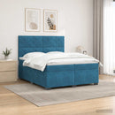 vidaXL Boxspring ágy matraccal fejtámlával Kék 200 x 200 cm Bársony