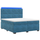 vidaXL Boxspring ágy matraccal fejtámlával Kék 200 x 200 cm Bársony