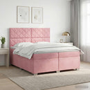 vidaXL Boxspring ágy matraccal Rózsaszín 200 x 200 cm Bársony