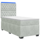 vidaXL Boxspring ágy matraccal és LED-del Világosszürke 90 x 190 cm