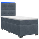 vidaXL Boxspring ágy matraccal és LED-del Sötétszürke 90 x 190 cm