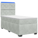 vidaXL Boxspring ágy matraccal és LED-del Világosszürke 90 x 190 cm