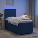 vidaXL Boxspring ágy matraccal LED szalagokkal Kék 90 x 200 cm Szövet