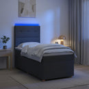 vidaXL LED Boxspring Ágy Mattal Sötétszürke 90 x 190 cm Szövet