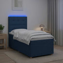 vidaXL Boxspring ágy matraccal LED szalagokkal Kék 100 x 200 cm Szövet