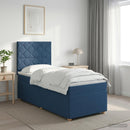 vidaXL Boxspring ágy matraccal LED szalagokkal Kék 100 x 200 cm Szövet