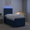 vidaXL Boxspring ágy matraccal LED szalagokkal Kék 100 x 200 cm Szövet