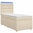 vidaXL Boxspring ágy matraccal Krémszínű 90 x 190 cm Szövet