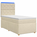 vidaXL Boxspring ágy matraccal Krémszínű 90 x 200 cm Szövet