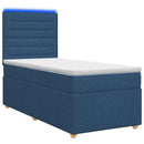 vidaXL Boxspring ágy matraccal LED szalagokkal Kék 100 x 200 cm Szövet