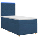 vidaXL Boxspring ágy matraccal LED szalagokkal Kék 100 x 200 cm Szövet