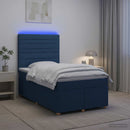 vidaXL Boxspring ágy matraccal LED szalagokkal Kék 120 x 200 cm Szövet