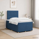 vidaXL Boxspring ágy matraccal LED szalagokkal Kék 120 x 200 cm Szövet