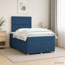 vidaXL Boxspring ágy matraccal LED szalagokkal Kék 120 x 200 cm Szövet