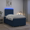 vidaXL Boxspring ágy matraccal LED szalagokkal Kék 120 x 200 cm Szövet