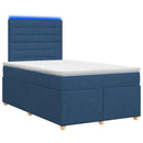 vidaXL Boxspring ágy matraccal LED szalagokkal Kék 120 x 200 cm Szövet