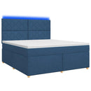 vidaXL Boxspring ágy matraccal LED szalagokkal Kék 140 x 200 cm Szövet